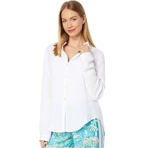 Like New! Lilly Pulitzer Geanie Textured Cotton Button Down in Resort White